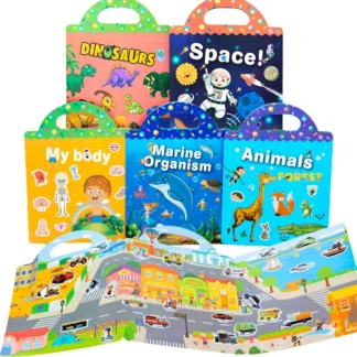 Reusable Sticker Book for Kids | Peel & Play Activity Book with Scenes (Dinosaurs, Space, Animals & More)