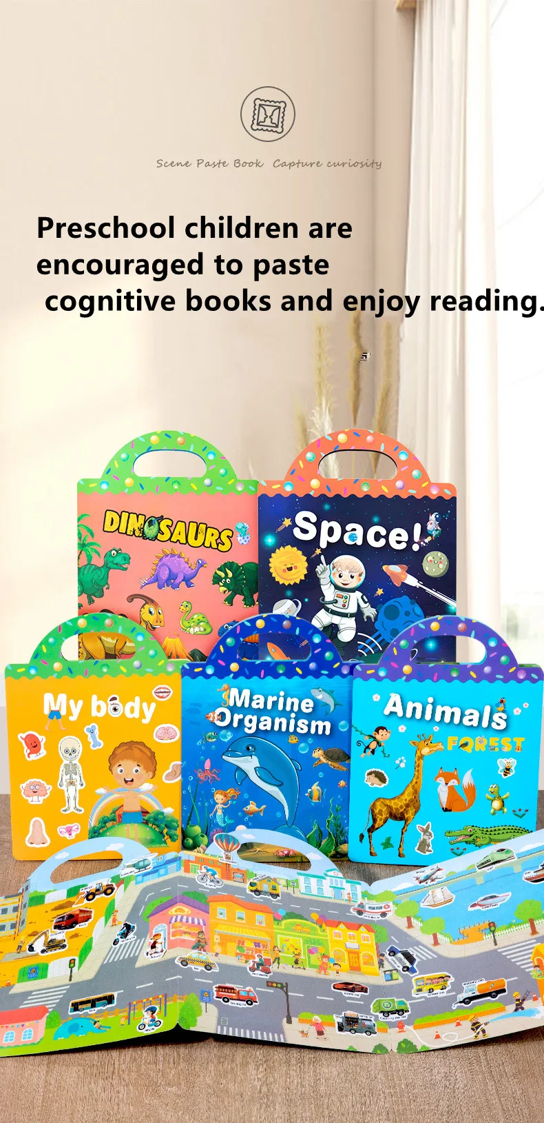 Reusable Sticker Book for Kids | Peel & Play Activity Book with Scenes (Dinosaurs, Space, Animals & More) - Image 14
