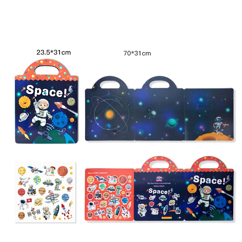 Reusable Sticker Book for Kids | Peel & Play Activity Book with Scenes (Dinosaurs, Space, Animals & More) - Image 8