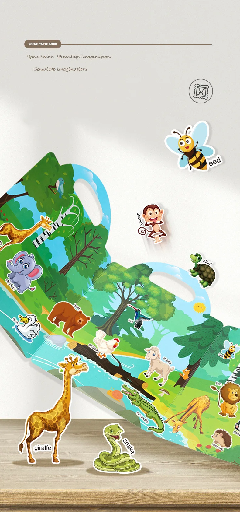 Reusable Sticker Book for Kids | Peel & Play Activity Book with Scenes (Dinosaurs, Space, Animals & More) - Image 16