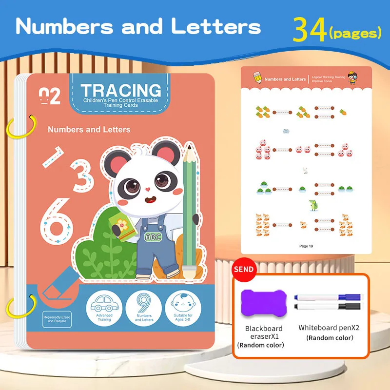 Reusable Magic Tracing Workbook for Kids | Pen Control & Handwriting Practice (34 Pages, Pen + Eraser Included) - Image 7