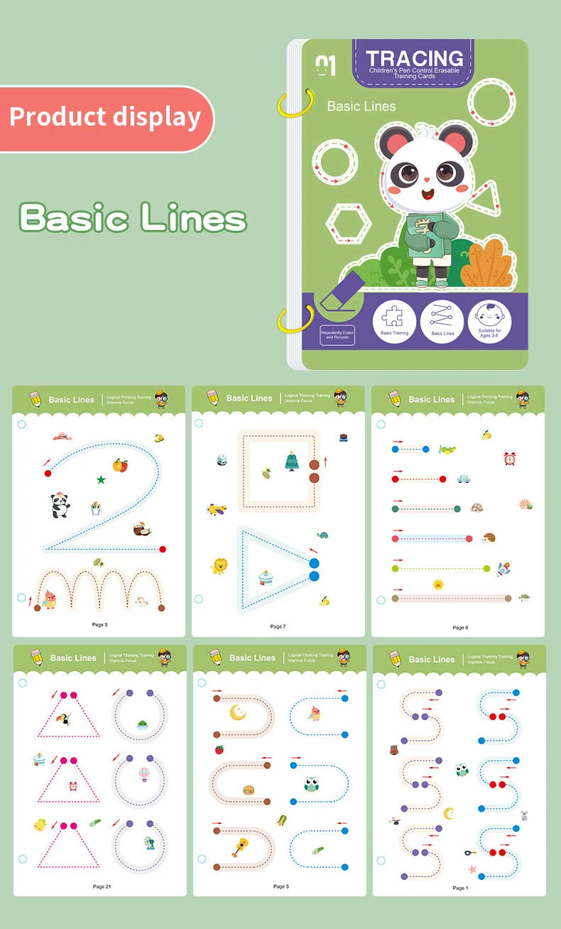 Reusable Magic Tracing Workbook for Kids | Pen Control & Handwriting Practice (34 Pages, Pen + Eraser Included) - Image 15