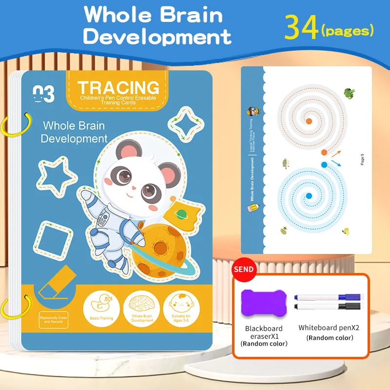 Reusable Magic Tracing Workbook for Kids | Pen Control & Handwriting Practice (34 Pages, Pen + Eraser Included) - Image 9